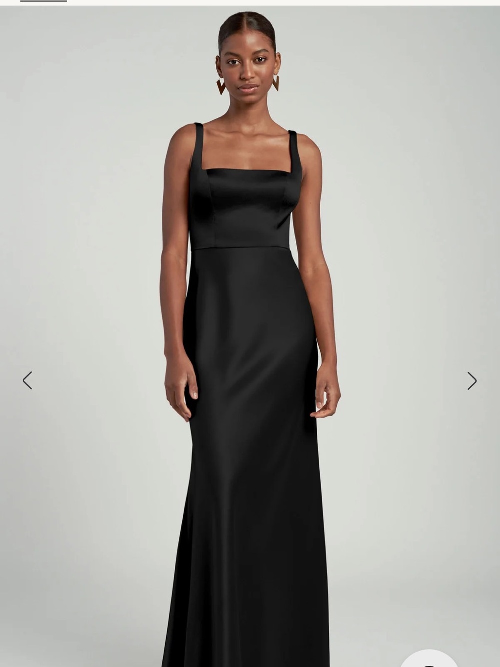 Jenny Yoo Black Satin Cowl Maxi Dress